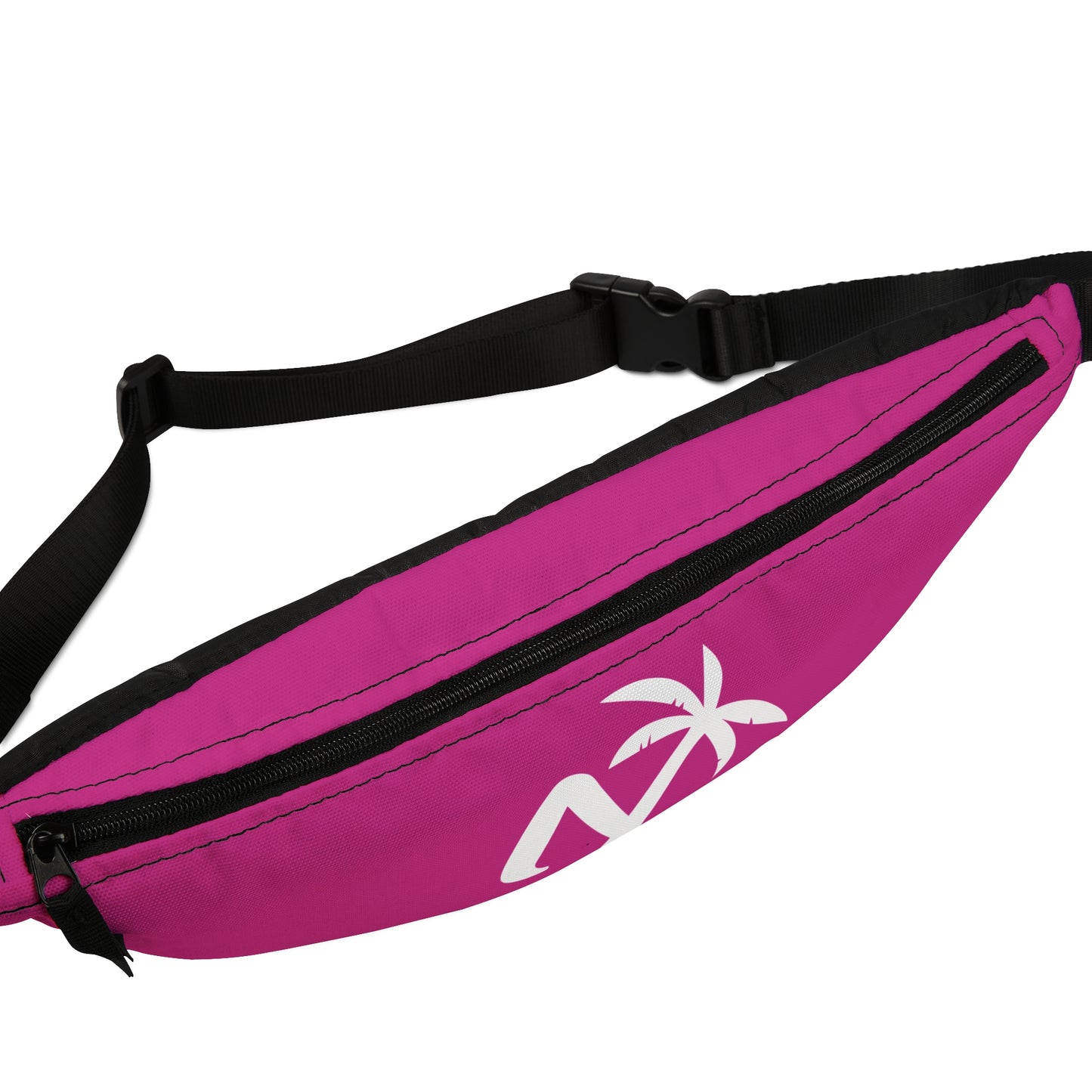 Pink Tropical Vibes Fanny Pack - Stylish Beach Accessory with Palm Tree Design