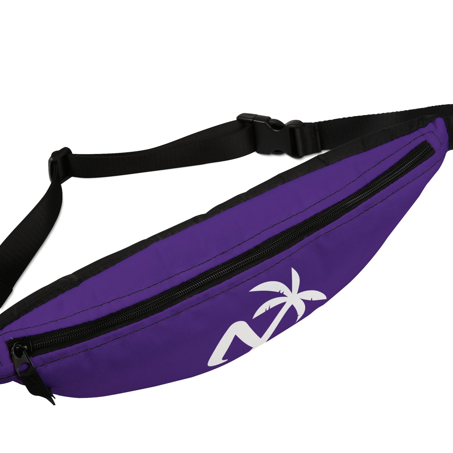 Purple Tropical Vibes Fanny Pack - Stylish Beach Accessory with Palm Tree Design